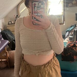 long sleeve striped crop top